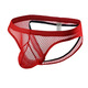 Men's sexy double thong mesh transparent low-waist hip lifting back empty slim sexy youth solid color underwear for men black L