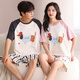 Langsha pareja pijama para mujeres en verano algodón puro 2025 nuevos pantalones cortos de manga corta para hombres, dibujos animados puede usar traje de ropa para el hogar afuera 844 mujeres m