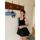 Zhewei Love Xili 2025 Spring Korean Ballet Style Flower Birthday Blossoms and Simple Vest Dress Women 13601 Black One Size s