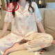 Langsha Pyjamas (Langsha) Sommereiseiseis Seiden kurzärmelige Hose Summer Thin Ins Style Hochwertige Spitze Home-Kleidung Zwei-Tiefe YFY-9905 [Kurzärärmelen-Hosen] L [Empfohlen 100-120 Jin [Jin gleich 0,5 kg]]