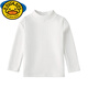 G.duck velvet children's white bottoming shirt pure cotton long-sleeved spring and autumn round neck T-shirt for men, girls half turtleneck thickened thermal clothing velvet white-middle collar shirt 110cm
