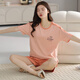 
Yalu summer ladies short-sleeved pajamas can be worn outside 100 cotton home clothes pure cotton large size Korean version can be worn outside summer vacation Y9855 M