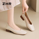 ZHR thick heel boat shoes for women, shallow mouth simple women's shoes for summer commuting single shoes for women AH677 beige 40