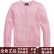 Ralph Lauren Pullover Pony bestickte Seilstil-Einbrennstapel-Placket Langarmed Hemd Strick Kinderstil für Frauen Marine Blue One Size 3t