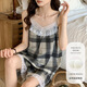 Kaidi cloud coton pyjamas féminin de style coréen féminin style sweet ins file en dentelle rayée short ceinture poitrine poitrine victoria's secret style 833 # Stripe m
