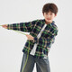 Duojia boys' shirts in spring and autumn children's casual retro lapel tops for older children handsome long-sleeved plaid shirts