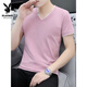 Playboy (Playboy) V-Ausschnitt 2025 Pure Cotton Kurzärmer-Männer-T-Shirt-Sportsport und lässiges T-Shirt Chinese Style Trendy Largesize einfache Basishemd White 693 Modelle M 90-115jin [Jin gleich 0,5 kg]
