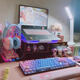
LogitechK845 mechanical keyboard rainbow blue magic office game personalized keycap pre-installed cute blue and black tea scroll K845-Frost Blue + G102 official standard No 104 key tea scroll