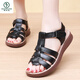 Woodpecker 2025 new leather mother sandals for women in summer soft sole comfortable middle-aged and elderly leather shoes for women non-slip lightweight elderly shoes white 1283-Pie Rome sandals 35