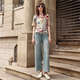 
Kamilan printed short-sleeved sweater for women in summer 2025 new high-end round neck slim bodywear style XL