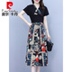 皮尔卡丹（pierre cardin）雪纺连衣裙子女士装夏季2025年新款假两件冰丝洋气过膝漂亮中长裙 6626黑色 2XL 建议110-120斤