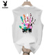 
Playboy (PLAYBOY) summer pure cotton loose large size vest men's trendy sweatshirt white [large picture of front left and back of vest K838 SAYHI S recommended 70-80Jin [Jin equals 0.5 kg]