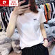 Pierre Cardin 2025 Sommer neuer Stil Front Schulter weiß kurzärmelig T-Shirt für Frauen schöne dünne lose große Baumwoll-T-Shirt Top Trendy KC693 Weiß S