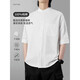 Stand collar white short-sleeved shirt for men Japanese style stand collar three-quarter sleeve outdoor lightweight Henry collar textured fashion shirt black upgraded linen fabric 2XL