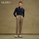 SKARO [anti-shrinkage, anti-static] SKARO autumn and winter long-sleeved POLO shirt men's lamb wool sweater lapel hair navy blue SKA691 S