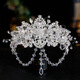 Langqing Bridal Crown Headdress Super Fairy Crystal Eyebrow High-end Princess Wedding Crown Wedding Dress Photo Accessories Crystal Crown + Earrings + Veil