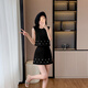 
European fashion trendy and fashionable socialite sleeveless vest women summer top skirt two-piece small temperament suit black suit S