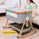 Aluminum Alloy Newborn Crib Mobile Portable Cradle Foldable Multifunctional Newborn Baby Spliced Large Bed Wood Grain Aluminum Alloy-Light Gray Exclusive Edition
