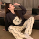 
Yalu new pajamas for women in spring and autumn summer long-sleeved cute student dormitory pure and beautiful home clothing set KT-16803-Sesame Street L [Suggested 100-120Jin [Jin equals 0.5 kg]]