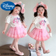Disney Baby Kinderanzug kleines Mädchen Sommer Melodie Kurzärärmelte Tutu-Rock Mode 2025 Neuer Prinzessinrock Zweiköpfige Pink-Zweiteil-Set [kurzärmelig + Rock] ohne Tasche 140 Empfohlen 130-140 cm 5-6 Jahre alt