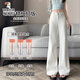 Pic de bois de tennis blanc les jambes larges jeans souples jeans féminins 2025 Été mince drapage pantalon flash élastique Transverses m adaptées au poids 100-115jin [Jin égal à 0,5 kg]
