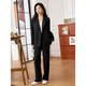 Awakening Paradise Double-breasted Loose Suit Casual Pants Two-piece Spring and Autumn Style Small Suit Pants Set Black XL