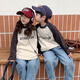 G.duck parent-child wear for a family of three spring pure cotton casual long-sleeved T-shirts with Japanese style Japanese print family wear spring and autumn tops beige color T-shirt 130 cm