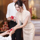 Taylor Martin champagne color new Chinese engagement dress 2025 new style bridal wedding dress main yarn high-end door toast clothing Xiuhe clothes HF059 S