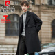 皮尔卡丹（pierre cardin）双面毛呢大衣男士双排扣羊毛外套中长款过膝羊毛呢子风衣冬季加厚 灰绿 M (120~155斤)