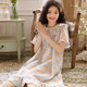 Yalu Summer Women's Pure Cotton Double-couche Gauze Gauze Nightgown japonais Sweet and Cute Short à manches à manches courtes moyennes Pyjamas à domicile 3893 Rose broderie L: (suggéré 110-125 Jin [Jin est égal à 0,5 kg]))