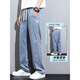 MUJI COM Muji same style Tennis jeans men's summer thin fashion brand straight loose men's ice silk wide-leg summer 1048 gray thin M Recommended 90-115 Jin [Jin equals 0.5 kg]