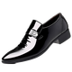 Erxu men's leather shoes suit shoes business pointy toe wedding formal wear no lace cover feet shining men's flat bottom suit hollow 9921 shining black foot cover 38