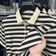 Playboy; PLAYBOY short-sleeved T-shirt for men 2025 new striped lapel casual half-sleeved summer loose thin men's short-sleeved polo shirt L9906 dark blue M 165 recommended 90-120Jin [Jin equals 0.5 kg]