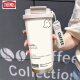 膳魔师（THERMOS）可爱幽灵保温杯高颜值学生不锈钢便携新款双饮咖啡男女吸管水杯子 BXAB13792幽灵黑+配挂绳 陶瓷内胆