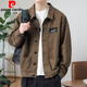 Pierre Cardin Jacket Herren Frühling und Herbst 2025 Neues Hemd Revers Herbst Herren Work Jacket Earth Herbst Jacke Top Upgrade Version K12806 GRAU 4XL Empfohlen 168-190jin [Jin gleich 0,5 kg]