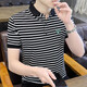 Xcfreht Shirt à manches courtes de coton pur de coton pur beau t-shirt mince avec un revers à demi-manche tendance y6627 noir m 80-105jin [Jin est égal à 0,5 kg]