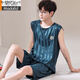 Modal [soft and silky] ice silk pajamas men's summer thin loose shorts shorts suit emulated silk summer new 9902 M