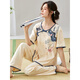 Eaeovni Frauen kurzärmeligte Pyjama-Set-Sommer-Dünnhosen im Sommer. Neue Kleidung für die Nachahmung des chinesischen Stils kann außerhalb von LZY9905 m getragen werden (empfohlen 75-95jin [Jin entspricht 0,5 kg])