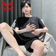 Cat Man (Miiow) pijama para hombres para hombres en verano de algodón puro de manga pura verano delgado 2025 ropa casera de gran tamaño de niños nuevos HDE-9930 4xl hombres