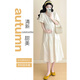 Ran Qiqi pregnant women's dress light luxury high-end 2025 new summer French cotton hollow short-sleeved loose large-size skirt milk apricot color L