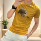 
GIOCP Hong Kong trendy brand summer new mercerized cotton hat ironing diamond short sleeve internet celebrity personality trendy slim half-sleeved T-shirt men orange 733 hat 4XL