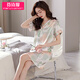 Fenshiman nightgown for women in summer ice silk short-sleeved long pajamas 2025 new summer imitation silk pregnant mother dress 9928 M