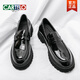CARTELO men's loafers 2025 spring men's shoes heightened thick sole shiny trendy leather shoes lazy beans shoes 3519 black high quality version 39