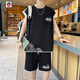 
AEMAPE ice silk sports vest suit men's summer new fake two-piece sleeveless T-shirt vest trendy men's outfit T 6189 white coffee set 2XL about 140-155 Jin [Jin equals 0.5 kg] can be worn