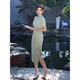 Moiselle Green Cheongsam для ежедневного носимого 2025 Нового стиля вступительного экзаменационного флага.