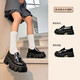 Ehangy genuine leather thick-soled loafers women's 2025 summer new triangle versatile sponge cake shoes black versatile small leather shoes basic Y1585 beige 7cm [Patent black 34