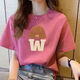 
220g pure cotton short-sleeved T-shirt for women 2025 summer loose and versatile round neck straight shoulder printed top T-shirt B701YL 623 dark green XL