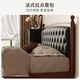 
Gujia Home French style soft-packed solid wood bedroom double bed solid wood bed master bedroom large bed 9195 [walnut color + jade grey] high foot 1.8 meters