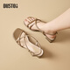 Dadong (dusto) Dadong strap sandals women's shoes 2024 summer new style fashionable casual elegant thick heel square heel 1050 beige 38