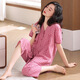 Palanto Frauen purer Baumwoll-Pyjamas dünne 2025 neue Sommer mittleren Alters in der mittleren Alter lässig Großgröße Home Clothing Set Herbst Frühling Rose [reines Baumwollweich und atmungsaktiv] 3xl [ca. 160-180jin [Jin entspricht 0,5 kg]]